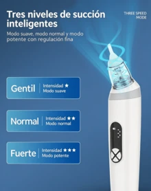 Aspirador nasal eléctrico, removedor de mucosidad nasal para bebés con carga USB, succión ajustable, función musical y 3 cabezales de succión de silicona. Imprescindible en cualquier hogar. - Blanco - Ver 4