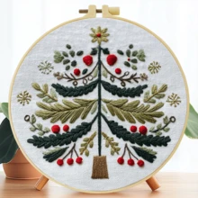 Embroidery Set, 20x20cm/7.9x7.9 Inches, Christmas Tree, 2D Flat Printing Handmade DIY Beginner Embroidery Set, Including Embroidery Cloth, Instruction Manual, Embroidery Frame And Needle And Thread, Handmade Artwork As A Gift For Friends Or Family - A - View 14