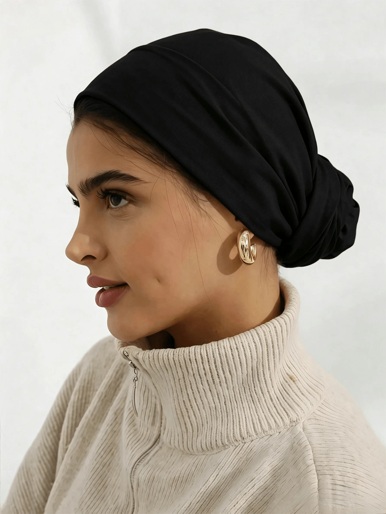 1pc Women's Modal Soft Comfortable Headscarf - Black - View 1