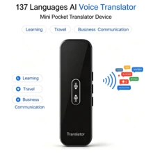 即時語言翻譯機，即時雙向語言翻譯，137種語言AI語音翻譯設備，迷你口袋翻譯機，適用於學習、旅行與商務溝通 - 黑色 - 查看 2