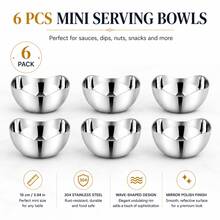 2/4/6pcs Stainless Steel Wavy Sauce Bowls, Mini Dipping Dishes, Suitable For Sauce, Nuts, Snacks, Seasoning, Kitchen And Picnic Use - Silver - View 12