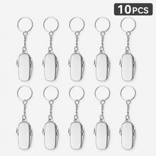 1/10/30pcs Custom 4-In-1 Mini Multi Tool Keychain, Personalized Engraved Metal Key Ring, Bottle Opener Nail File Gift For Men Women Dad Outdoor Travel - Silver - View 8
