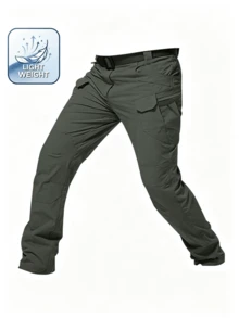 ALPHA CAMP Men's Lightweight Multi-Pocket Outdoor Sports Long Pants Suitable For Hiking/Camping/Working - Army Green - View 1