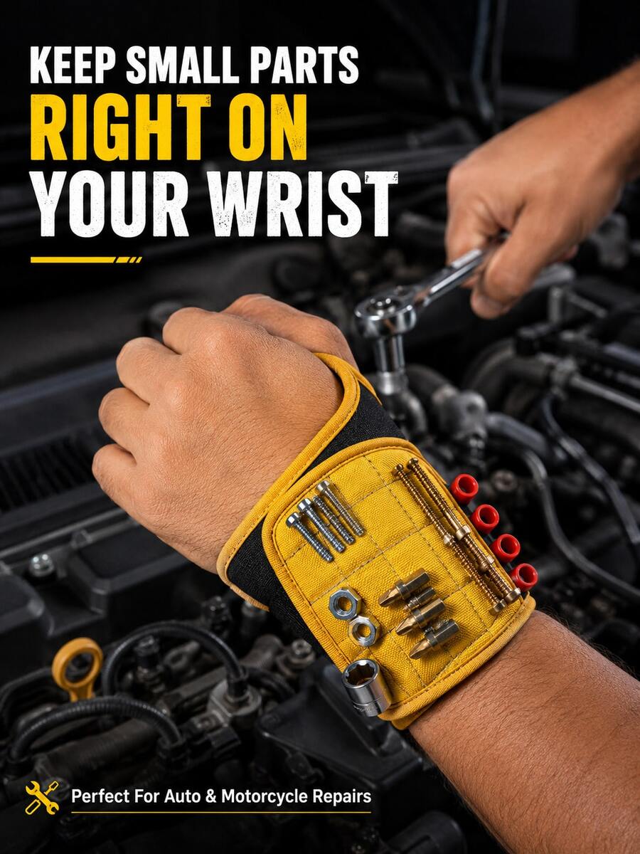 Adjustable Magnetic Tool Wristband, Breathable Neoprene Hardware Organizer Glove With Pocket For DIY, Woodworking, Auto Repair & Home Improvement