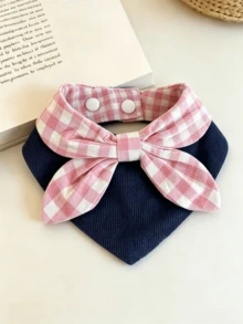 Sweet Large Bow Pet Bandana, Pink Yellow Plaid Red Polka Dot Pattern Dog Drool Bib, Soft Washable Kitten Puppy Triangle Collar, Small And Medium Pet Daily Dress-Up Accessory - Multicolor - View 8