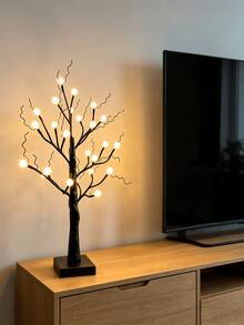 1件 60CM 24LED 泡泡球樹燈，USB電池供電暖白色仙女燈樹，桌面小夜燈，適用居家聖誕派對裝飾 - 暖白色 - 查看 3
