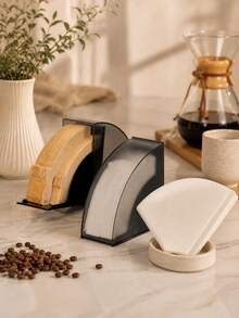 100/50Pcs Black V-Shaped Acrylic Coffee Filter Storage Box, Dustproof Filter Holder Organizer, Sturdy V01 V02 Pour Over Filter Dispenser, Space-Saving Countertop Storage Accessory For Home, Office, Cafe Daily Use - Multicolor - View 5