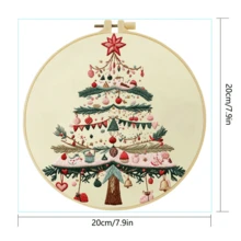 Embroidery Set, 20x20cm/7.9x7.9 Inches, Christmas Tree, 2D Flat Printing Handmade DIY Beginner Embroidery Set, Including Embroidery Cloth, Instruction Manual, Embroidery Frame And Needle And Thread, Handmade Artwork As A Gift For Friends Or Family - A - View 8