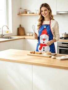 Unisex Christmas Apron 60 X 80 Cm, Featuring Santa Claus, Reindeer, Snowflake And Christmas Tree Patterns, Adding A Festive Atmosphere To Your Home, Christmas Party, Gathering And Kitchen - Multicolor - View 8