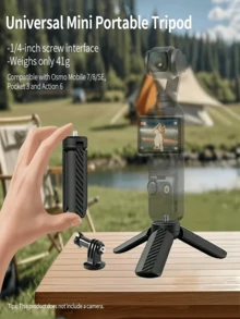Mini Foldable Tripod With 1/4'' Screw, Mini Portable Desktop Tripod, Outdoor Shooting Handheld Camera Mount With Dual Claw Action Camera Adapter, Compact And Portable, Suitable For Pocket 40/Pocket 3, Osmo Action 5 Pro/4 And Other Cameras, Phone Holder, Webcam And LED Light, Perfect For Vlogging And Travel, Essential Gift For Photography Enthusiasts - View 6