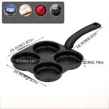 SOKANY 1pc Multi-Functional Non-Stick Egg Pan, 4-Hole Design, Carbon Steel Material, Non-Stick And Easy To Clean. Heat-Resistant Anti-Scald Handle. Suitable For Gas Stove, Induction Cooktop And Electric Ceramic Cooktop. - Black - View 3
