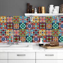 30pcs Bohemian Style Ceramic Tiles Wall Decor - PVC Floor And Wall Tiles, Multi-Color Backsplash Stickers, Suitable For Bathroom, Floor, Furniture, DIY Decorative Self-Adhesive Wallpaper - 30pcs - View 5