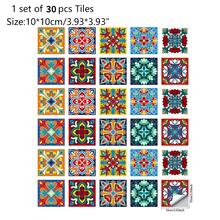 30pcs Bohemian Style Ceramic Tiles Wall Decor - PVC Floor And Wall Tiles, Multi-Color Backsplash Stickers, Suitable For Bathroom, Floor, Furniture, DIY Decorative Self-Adhesive Wallpaper - 30pcs - View 14