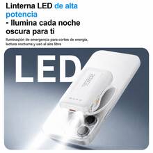 Batería Portátil Para Celular de 20000mAh, Power bank con diseño en color sólido, Pila Portátil Mini con 4 Cables Incluidos, Carga 5 Dispositivos a la Vez con Carga Súper Rápida 20W. Incluye 2 Luces LED - blanco - Ver 8