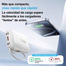 Batería Portátil Para Celular de 20000mAh, Power bank con diseño en color sólido, Pila Portátil Mini con 4 Cables Incluidos, Carga 5 Dispositivos a la Vez con Carga Súper Rápida 20W. Incluye 2 Luces LED - blanco - Ver 4