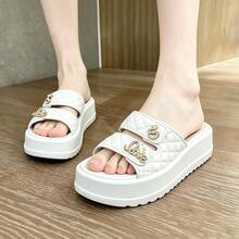 Chanclas /pantuflas de Moda Mujer con Plataforma Alta para Aumentar Estatura, Sandalias Unisex de Hebilla de Una Pieza para Exterior e Interior, Suela Antideslizante - Blanco - Ver 1