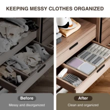 15pcs DIMJ Drawer Organizer Clothes Foldable Baby Organizers And Storage & Closet Organizers For Bedroom, Closet - Nursery Organization Dresser Dividers For Underwear, Sock,Bra, Belt, Tie, Beige - View 8