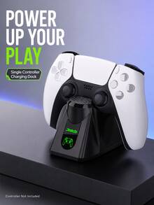Cargador de mando de juego con chip de protección e indicador LED, base de carga, carga rápida de 2.5 horas, compatible con PlayStation 5 - Negro - Ver 2