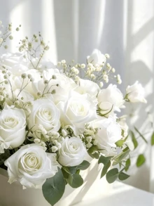 1/10/20/30pcs White Artificial Roses,Silk Velvet Texture Fake Flower Bouquet,For Valentine's Day,Wedding Centerpiece,Table,Room Decor,Fall Decor,Home Decor,Bathroom Decor,Wall Decor,Wedding,Bedroom Decor,Office,Living Room Decor,Faux Flowers - White - View 2