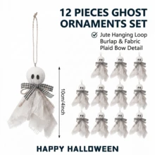 12 Pcs Halloween Ghost Decorations Spooky Ghost Hanging Ornaments - White - View 7