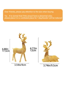 2pcs Gold Reindeer Figurines, Resin Deer Statue Set, Christmas Tabletop Decor, Modern Nordic Home Decor, Suitable For Living Room, Mantel, Bookshelf, TV Stand, Office Desk, Dining Table, Holiday Centerpiece, Winter Party Decoration, Housewarming Gift - A - View 9