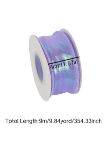 4pcsIridescent Gradient Fishtail Organza Ribbon, Laser Ruffle Wavy Sheer Ribbon For Flower Bouquet Wrapping, Cake Gift Packaging, DIY Bow Hair Accessories, Wedding Party Decor Supplies - Purple - View 9