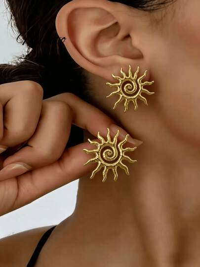 1 Pair Vacation Beach Style Sunflower Stud Earrings, Suitable For Pool Party, Daily Wear, Gift For Women