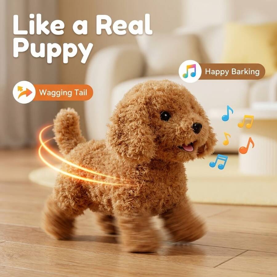 Simulated Robot Puppy Pet Toy, Realistic Mini Robot Dog, Electronic Pet Dog. It Can Learn To Walk, Bark And Wag Its Tail Like A Real Dog. Suitable For Family Use, Can Be Used As A Small Toy Companion For Children Or Pets. - 第二代領結(棕色) - 查看 1
