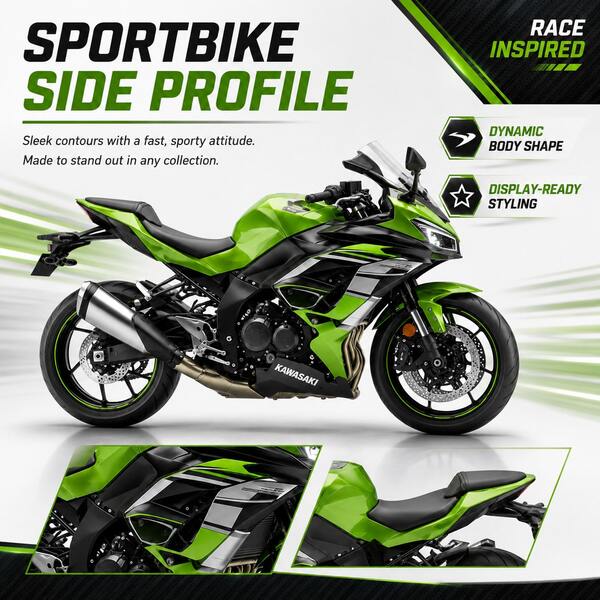 1pc Kawasaki H2R Motorcycle Alloy Diecast Motorcycle Toy Model, 3D Motorcycle Collectible, Action Figure Toy Vehicle, Motorcycle Decor, Birthday/Holiday/Back To School Gift