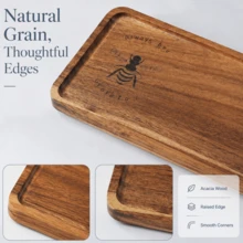1/2/3 Rectangular Tray - Featuring A Creative Laser-Engraved Bee Pattern, This Washbasin Tray, Bathroom Tray, Perfume Tray, Bathroom Countertop Storage Box, Rectangular Bathroom/Washbasin Storage Rack With Polished Wood Grain, Minimalist Solid Wood Tray, Decorative Tray, Bathroom Decoration, Bathroom Accessories. - Brown - View 6