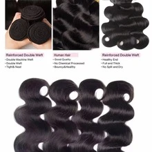 Body Wave Bundles Human Hair Brazilian Hair Weave Bundles 3 Bundle Human Hair Extensions Natural Colored Hair Tissage - Natural Black - View 5