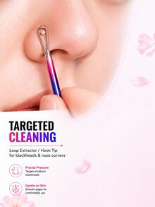 Gradient Color Professional Stainless Steel Dual-Head Blackhead Extractor Tool - Professional Dual-Head Extractor, Ergonomic Handle, Suitable For Squeezing Whiteheads, Blackheads, Acne And Facial Cleansing. No Battery Required, Portable Design, Durable Material, Easy To Clean, Essential For Beauty Enthusiasts, Designed For Skincare - Multicolor - View 4