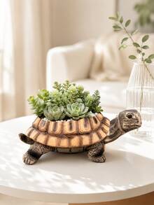 可愛海龜多肉植物盆栽，樹脂動物花盆，小型仙人掌架，室內外花園裝飾，桌面植物盆，陽台庭院裝飾，植物愛好者喬遷禮物，居家辦公室桌面裝飾 - A - 查看 5