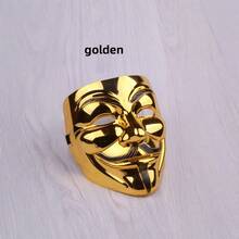 3/1pc PVC Anonymous Male Mask Set, Black/White/Gold, Durable & Stylish Cosplay Accessory, Unique Design, Suitable For Role Play, Halloween Party And Festivals - View 15