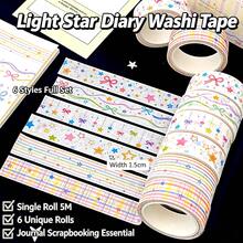 Star Diary Washi Tape Set Rainbow Lines Stars Bows Plaid Girl Planner Decoration Tape - Star Bow - View 2