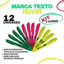 Kit 36 Canetas Marca Texto Neon Fluorescente Vighs – Cores Vivas Secagem Rápida Escolar Escritório - Conjuntos - Visão 7