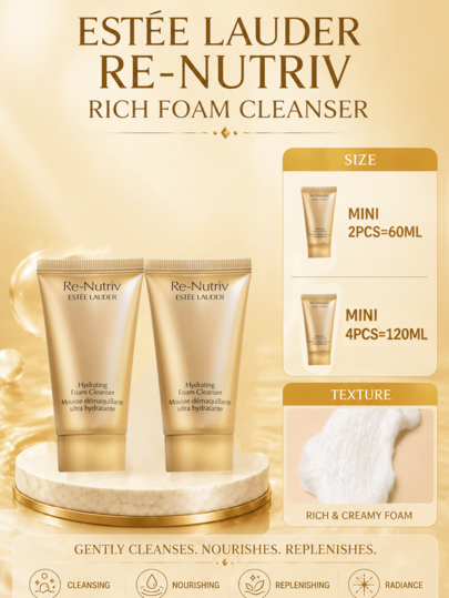 Estée Lauder Cleansing Milk, 30ml Sample, 2/4pcs, Deep Cleansing, Anti-Aging, Rich Lather, Suitable For All Skin Types (Sensitive Skin)