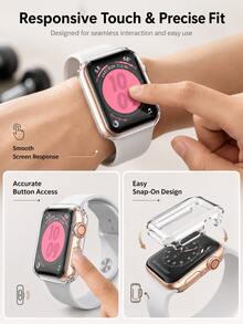 Transparent Unisex TPU Full Coverage High Definition Ultra-Thin Watch Protective Case, Anti-Fall Fashion Casual Screen Protector, Compatible With Apple Watch 38/40/41/42/44/45/46/49mm, Compatible With Apple Watch Series Ultra/SE/11/10/9/8/7/6/5/4/3/2/1, Smart - Multicolor - View 5