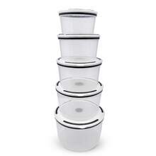 Kit 5 Potes Herméticos Plástico Transparente Tampa Branca Para Mantimentos Cozinha Jogo 5 Potes Para Mantimentos Herméticos Transparente Despensa Organizada Cozinha Casa Kit Potes Plásticos Empilháveis Com Tampa Hermética Para Grãos Cereais E Farinhas Casa - Visão 11