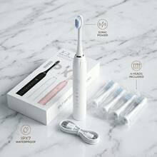 Escova De Dente Eletrica Portatil Recarregavel USB Aparelho De Limpeza Oral Sonico Impermeavel IPX7 Bivolt Com Cerdas Macias E Sistema De Vibracao Inteligente - color aleatorio - Visão 3