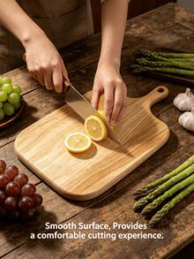 1pc Solid Oak Wood Cutting Board, Wooden Board, Kitchen Decor, Kitchen Utensils, Easy To Clean Rolling Pin, Suitable For Kitchen Countertop, Meat, Fruit, Vegetable, Bread And Baking Supplies Cutting Board, Also Can Be Used As Serving Tray, Add Home Happiness, Great Gift, Housewarming Gift, Birthday Gift, Kitchen Masterpiece - View 4