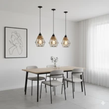 1/2pcs Nordic Vintage Rope Pendant Light Industrial Geometric Iron Birdcage Hanging Light For Dining Room Bar Kitchen Bedroom Bedside Lighting E27 Light Source Rustic Decor Lighting (Bulb Not Included) - Black - View 2