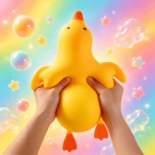 Tachimi 1pc Cute Yellow Duck Squeeze Stress Relief Toy, Soft Cartoon Animal Squishy Toy, Toddler Classroom Reward, Boys Girls Birthday Party Favor, Creative Sensory Game Gift - Multicolor - View 2