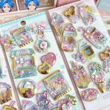 Kawaii 3D Crystal Glitter Stickers Sequins Candy Ice Cream Unicorn Gold Bow Decals Scrapbook Journal Planner Phone Case DIY Stationery - Color - View 5