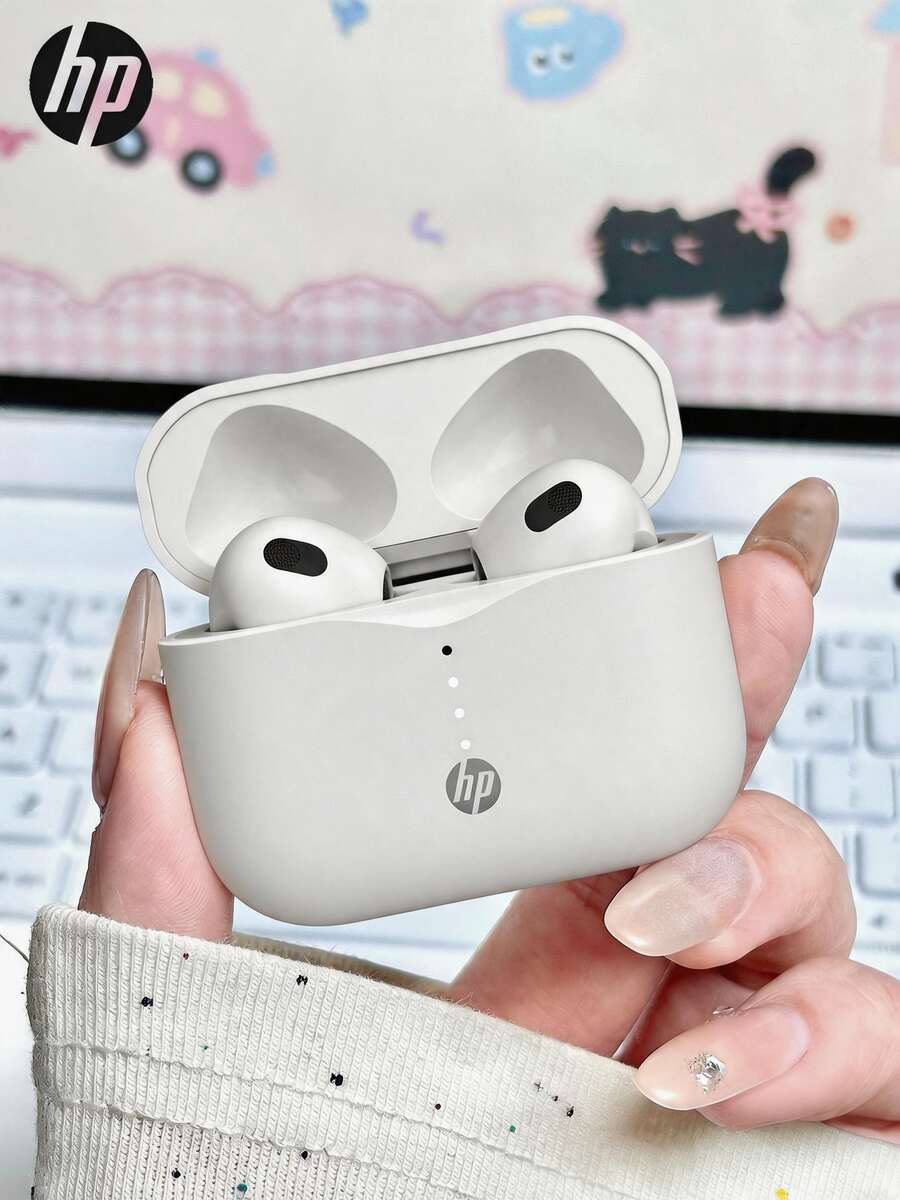 HP-H23ASE Earbud Bluetooth Nirkabel Semi-In-Ear, Bluetooth 6.0 Pengisian Daya Tipe-C, Peredam Kebisingan Panggilan, Ringkas dan Portabel, Nyaman Dipakai, Cocok untuk Olahraga dan Lari, Kompatibel dengan Ponsel/Tablet/Laptop, Apple White