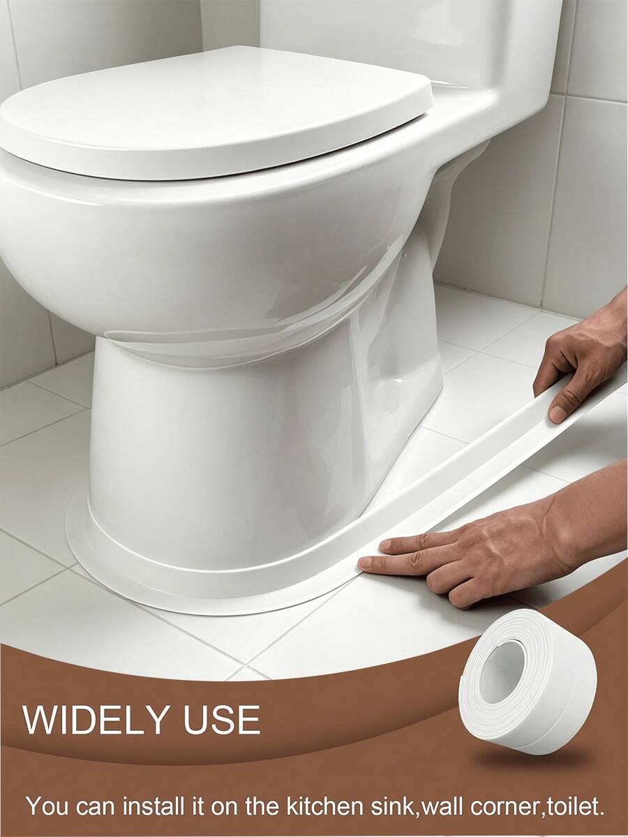 Self-Adhesive PVC Sealing Strip, Waterproof, Moisture-Proof, Oil-Resistant Gap Tape, Flexible Cuttable Sealing Strip, Suitable For Kitchen Sink, Bathtub, Toilet, Countertop Edge Protection - White - View 1