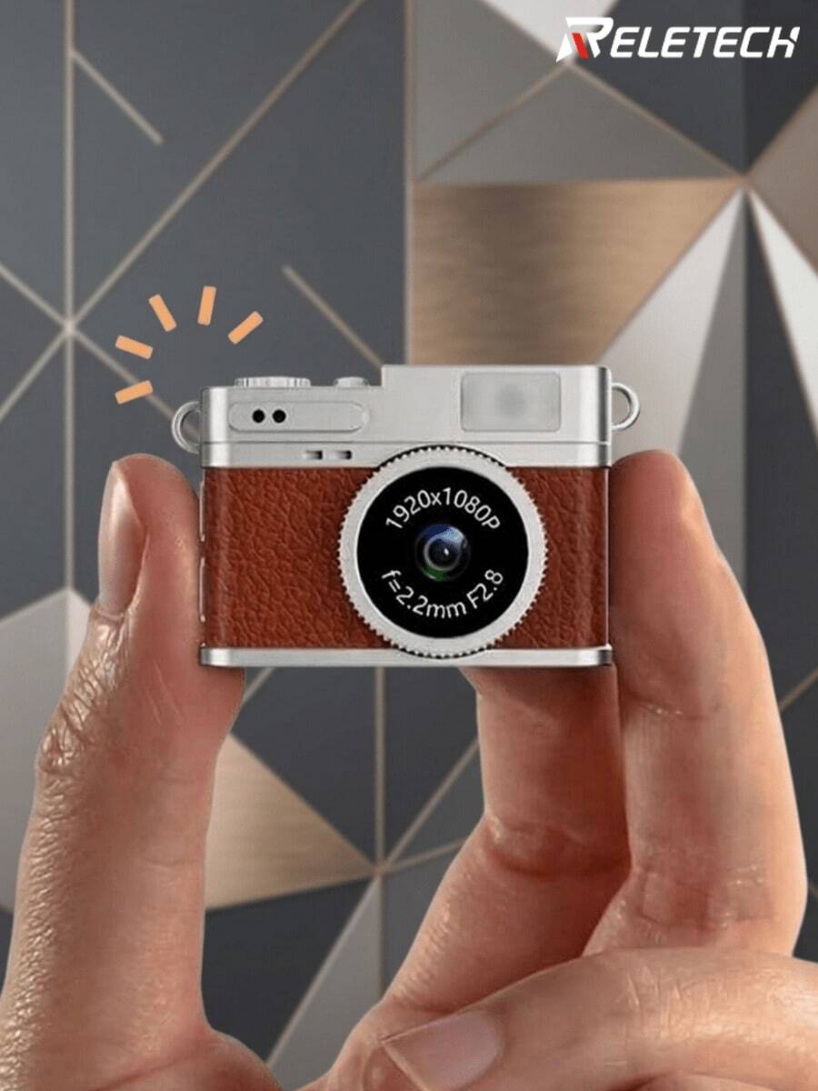 Reletech Cute Retro Mini Camera, Wearable Digital Pocket Camera, 6 Filters + Video Recorder, 0.96" IPS Screen And LED Flash - Best Birthday Christmas Gift