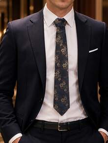 1pc Men's 7cm Floral High Density Knot-Free Adjustable Necktie - Multicolor - View 2