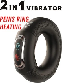 Men's Vibrating Penis Ring With Heating Function, Silicone Material, 10 Vibration Modes - one-size - View 2