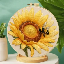 1套初學者刺繡套裝，尺寸20x20cm/7.9x7.9in，花卉圖案，包含刺繡布料、說明書、刺繡框、針與線，適合作為送給朋友或家人的禮物，也可用於居家裝飾或辦公室 - CXP1032-20X20 - 查看 7
